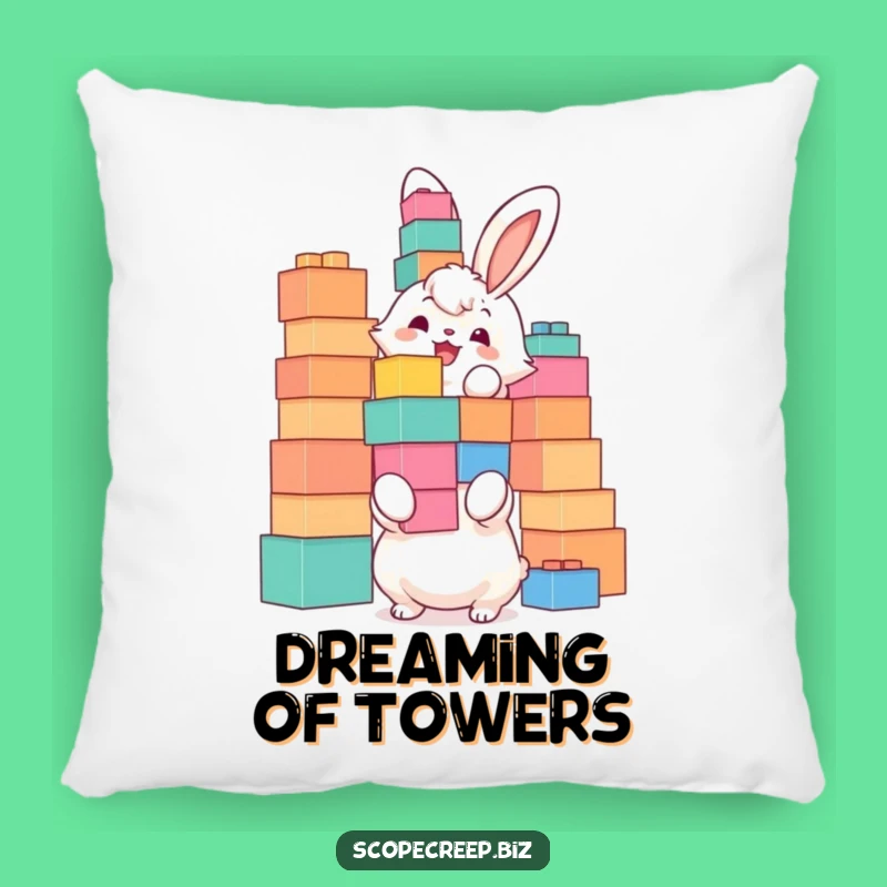 Funny Bunny Block Tower Pillow: Cozy Stacking Fun Accent Pillow