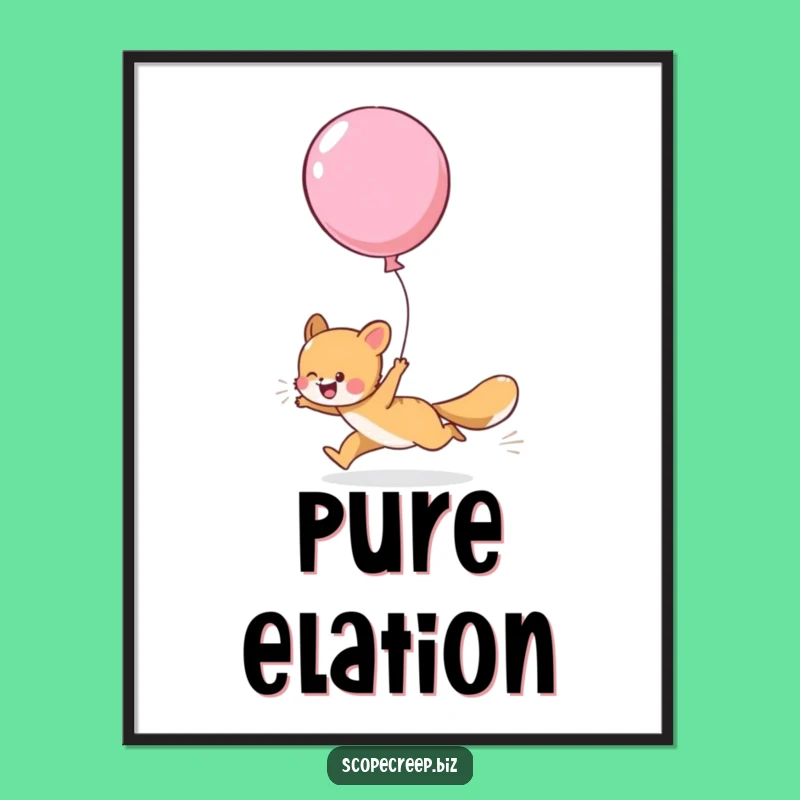 Funny Animal Balloon Chase Digital Print: Joyful & Hilarious Art for Instant Cheer