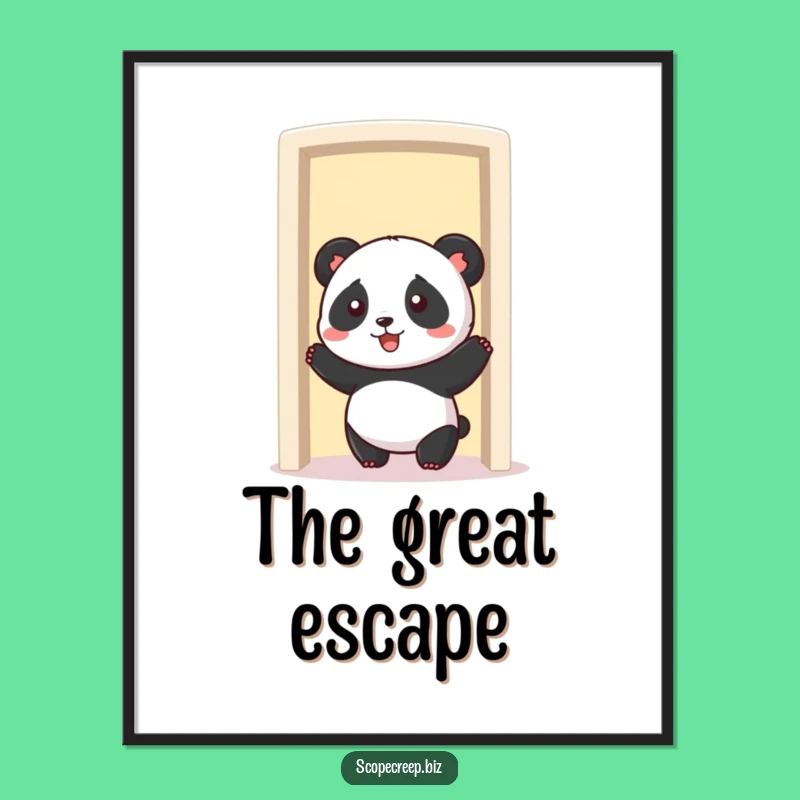 Funny Panda Doorway Art Print: Hilarious Digital Download for Instant Cheer