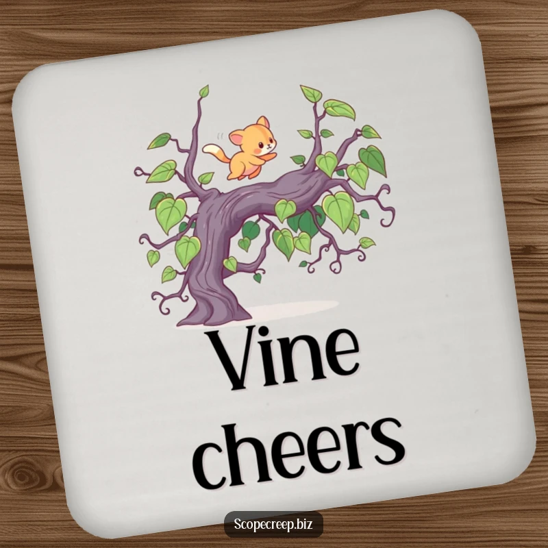 Funny drink coasters showcasing an energetic animal leaping over a vine, adding a touch of adventurous and humorous protection to any tabletop.
