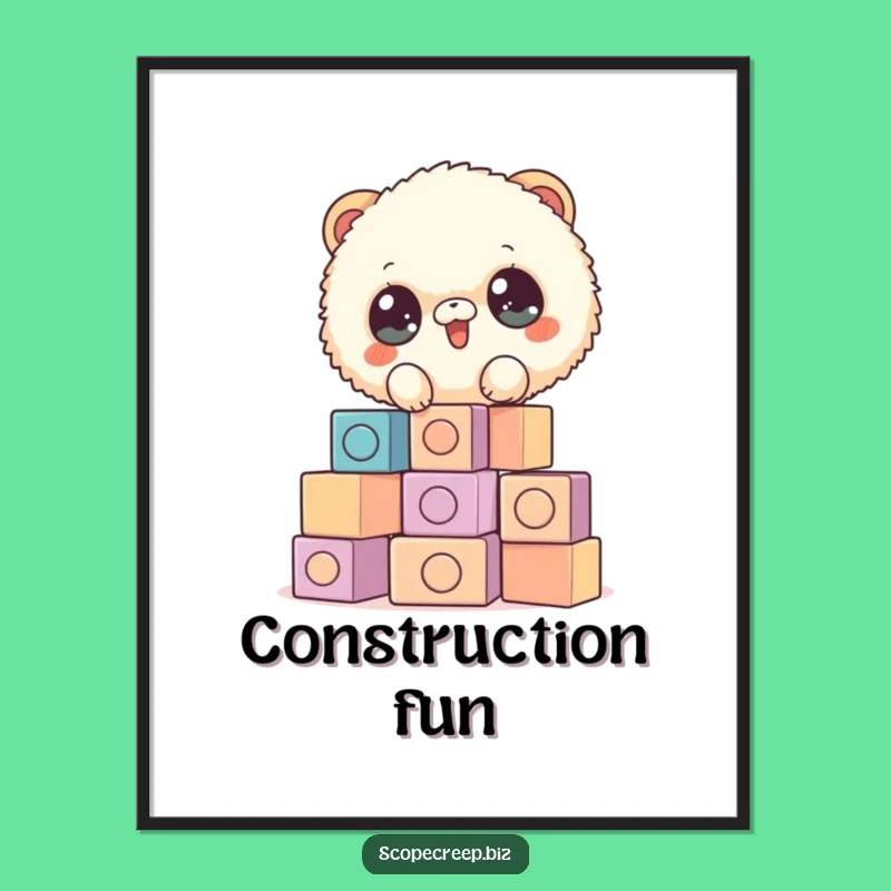 Funny Fluffy Animal Poster: Joyful Stacking Art for Walls
