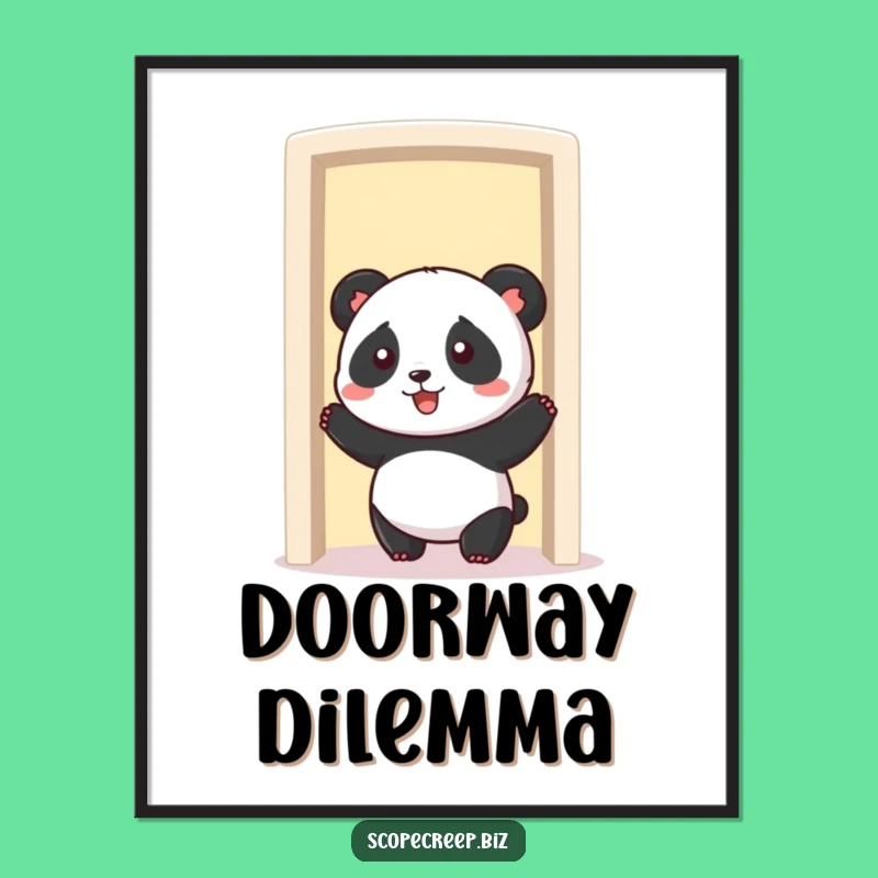 Funny Panda Doorway Poster: Hilarious Wall Art for a Laughing Space