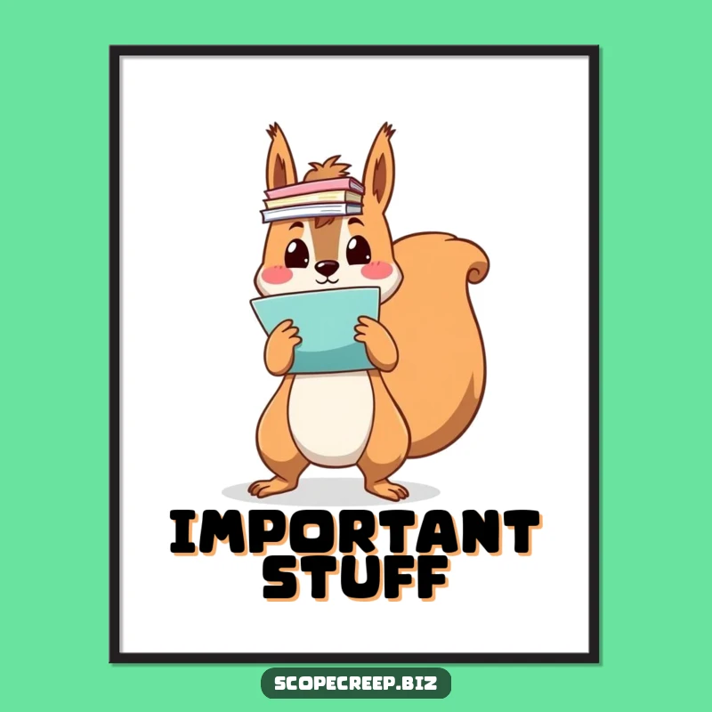 Funny Squirrel Paper Storm Poster: Hilarious Wall Art for Office Decor