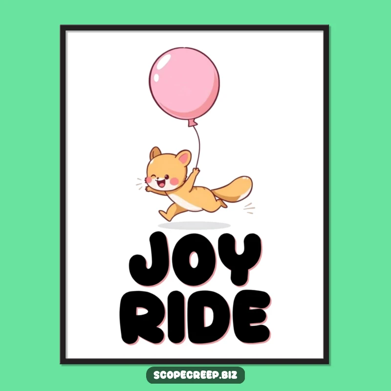 Funny Animal Balloon Chase Poster: Whimsical & Hilarious Wall Art for Your Home