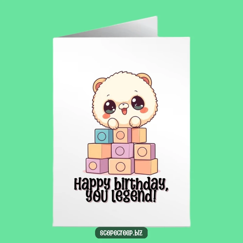 Free Printable Birthday Card: Fluffy Animal Stacking Blocks, Funny Downloadable Gift