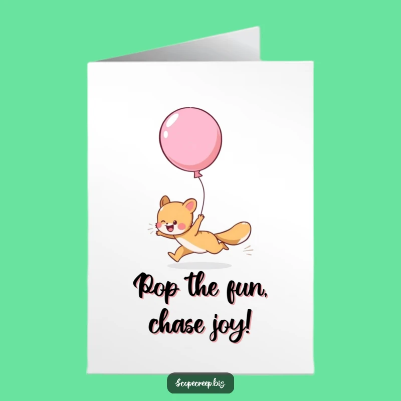 Free Printable Birthday Card: Playful Animal Balloon Chase - Fun Downloadable Greeting