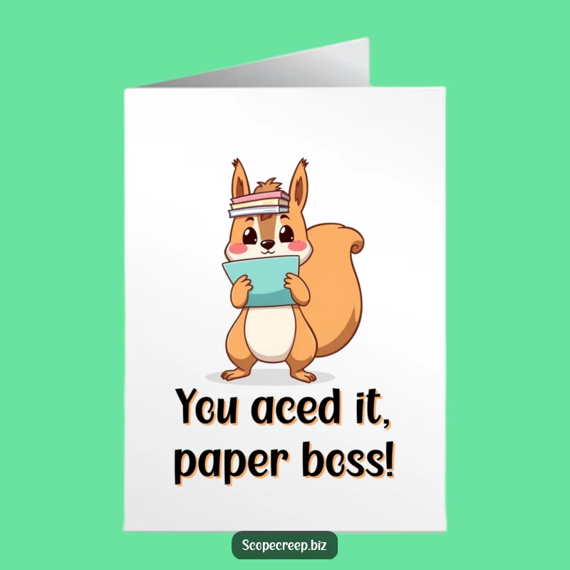 Free Printable Congrats Card: Squirrel Juggling Papers, Humorous Downloadable Gift for Success