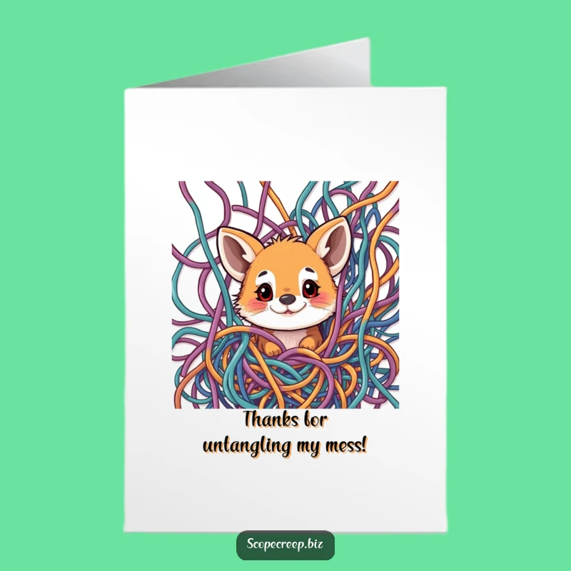Free Printable Thank You Card: Colourful Threads Animal - Unique Gratitude Downloadable