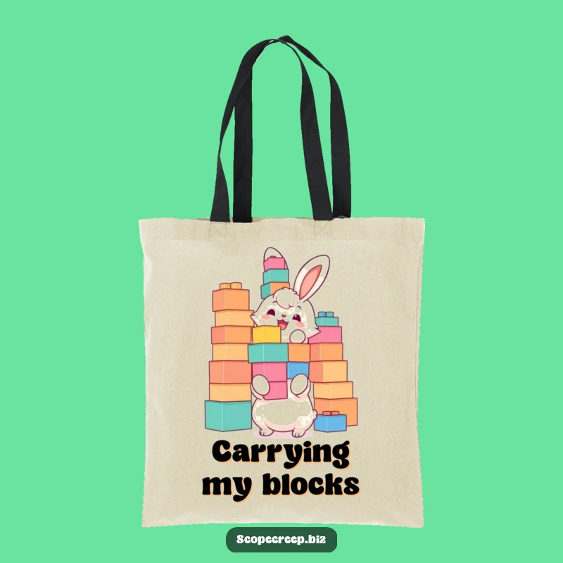 Funny Bunny Block Tower Tote Bag: Carry Your Creations in Style